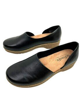 Softwalk Addie Leather Wedge Slip-On Comfort Shoes Womens Size 9M Black